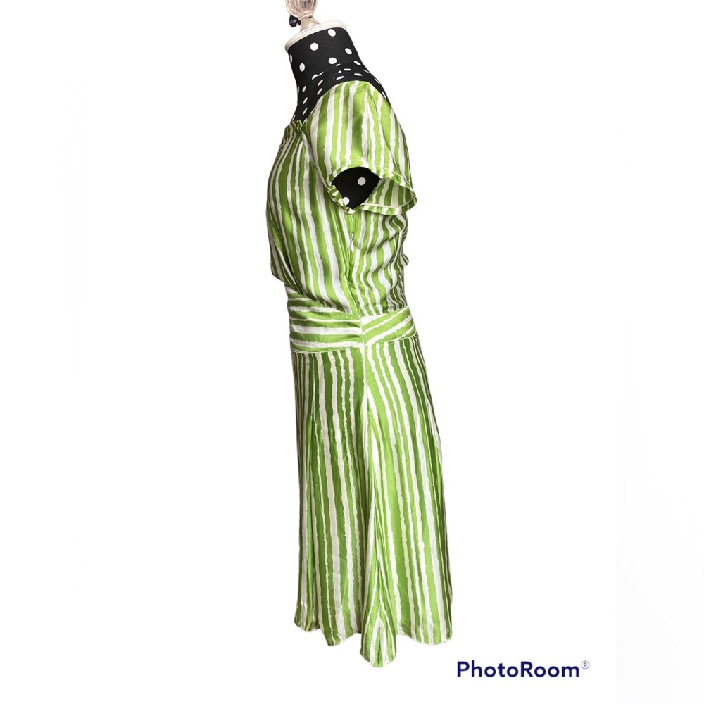 Max &DG Green Stripped Dress Women Size 4 - Picture 3 of 4